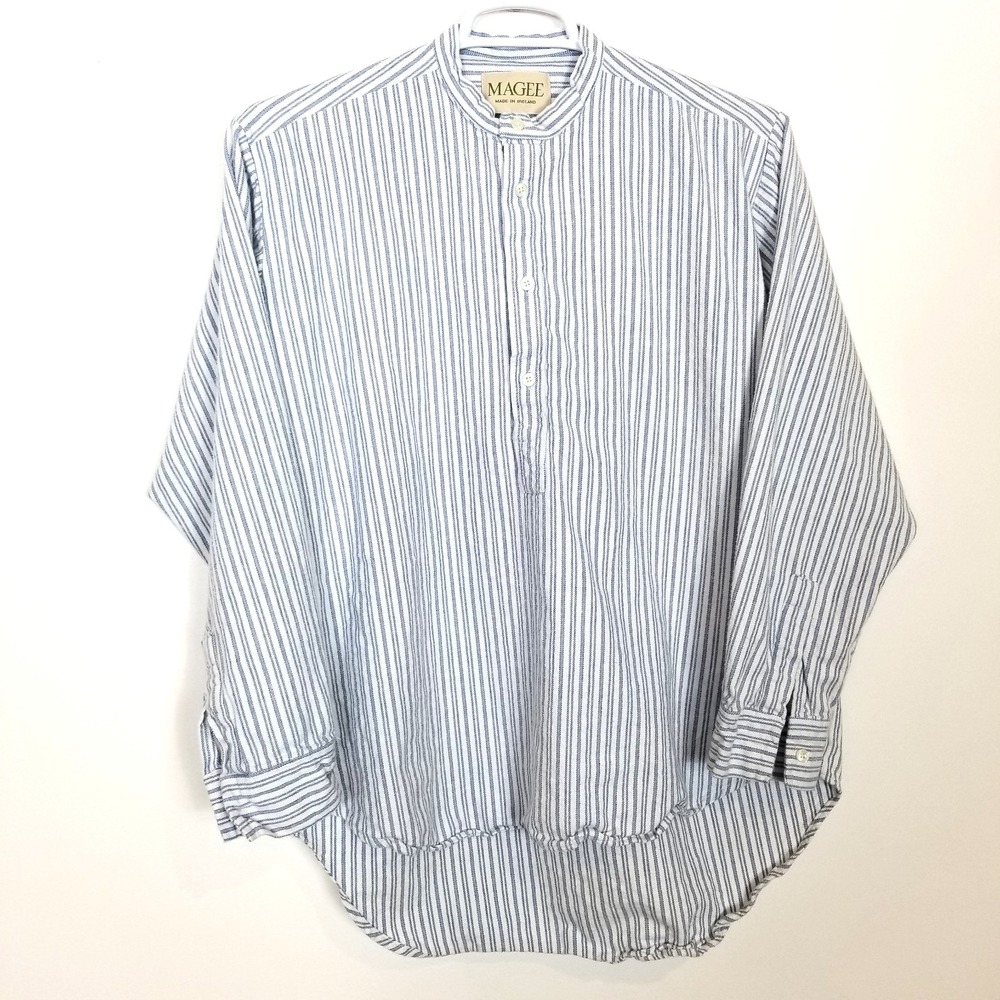 Magee Gleneske Irish Grandfather Shirt Sz L 100% brushed cotton in a blue